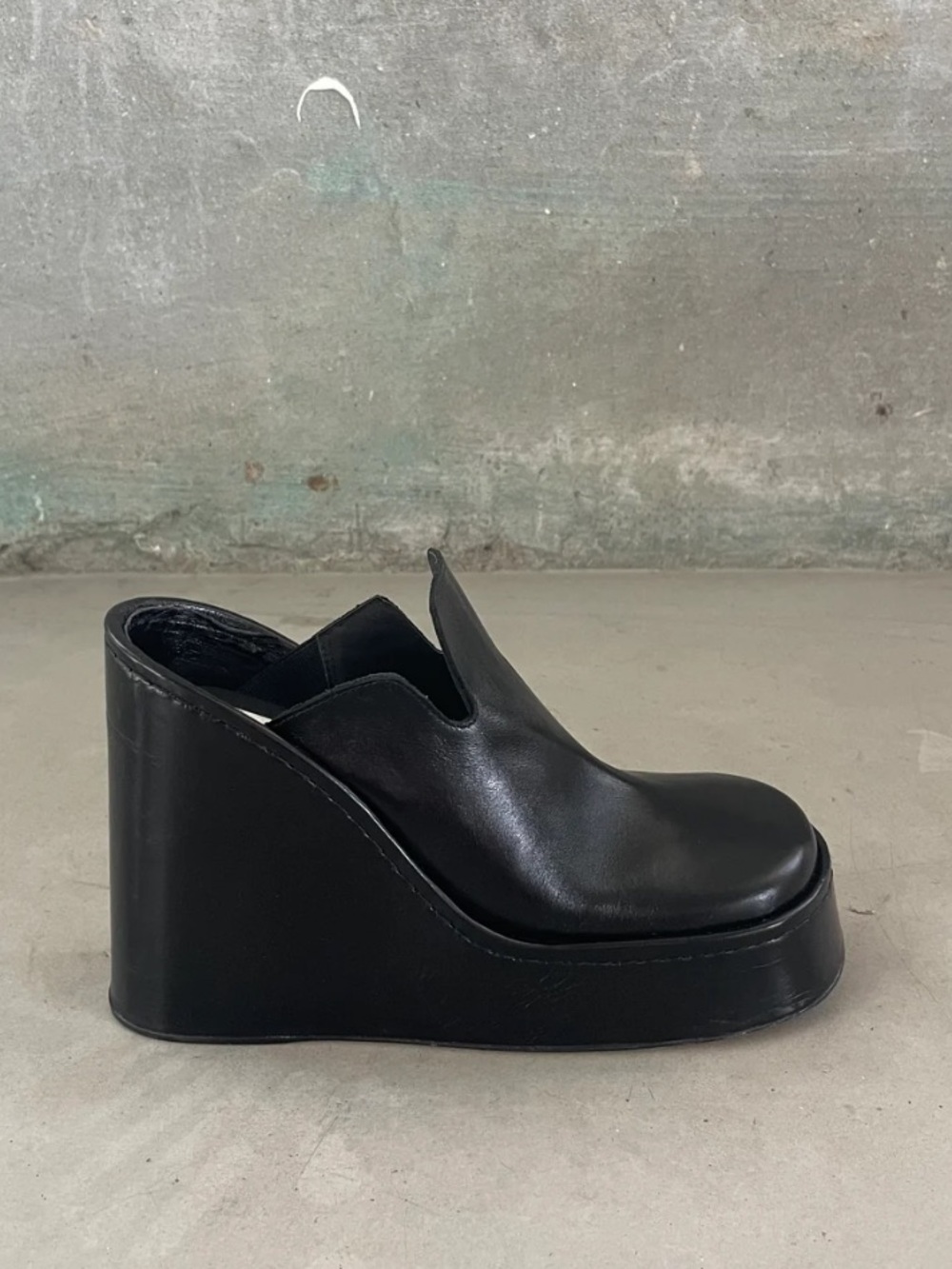 Miista Black Leather Sculptural Platform Wedge Booties Shoes EU 37 or US 7 - Picture 4 of 16